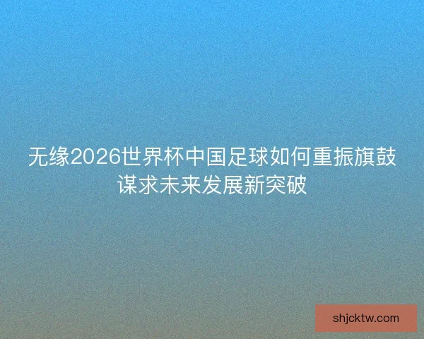 无缘2026世界杯中国足球如何重振旗鼓谋求未来发展新突破