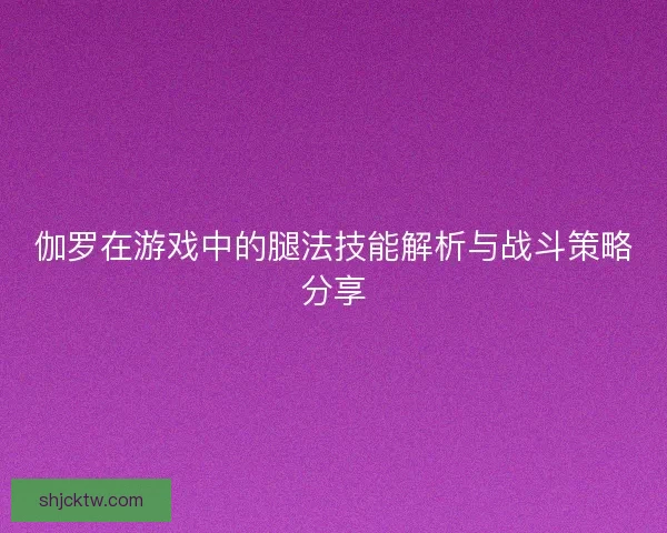 伽罗在游戏中的腿法技能解析与战斗策略分享