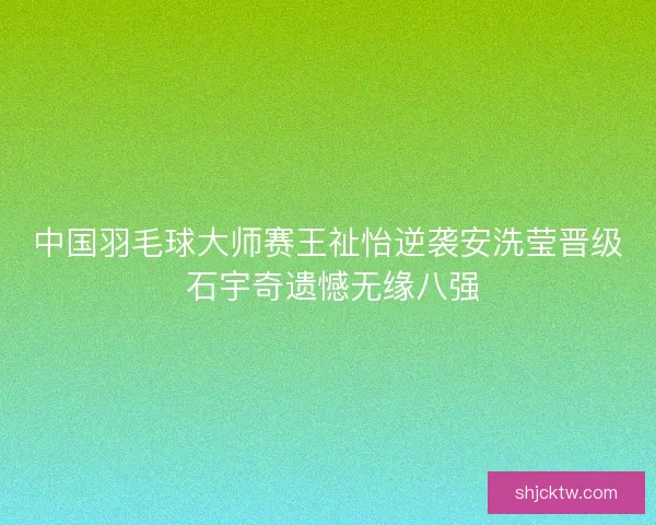 中国羽毛球大师赛王祉怡逆袭安洗莹晋级 石宇奇遗憾无缘八强