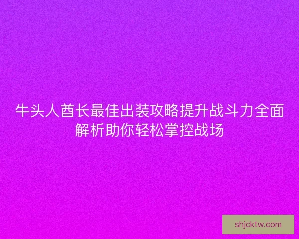 牛头人酋长最佳出装攻略提升战斗力全面解析助你轻松掌控战场